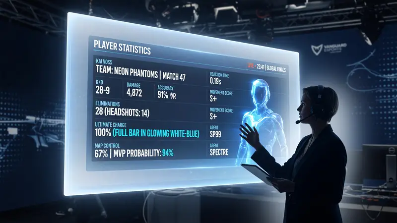 Broadcast control room monitor with statistical spreadsheets during a tournament